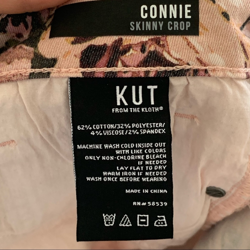 Kut from the Kloth Connie Pink Floral Crop Skinny Jeans - Picture 8 of 12